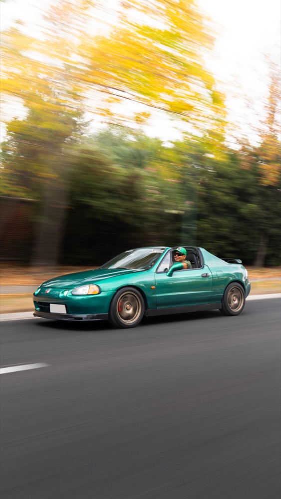 Honda CR-X del Sol en rolling shot durante una sesión de otoño en Santiago, foto 05